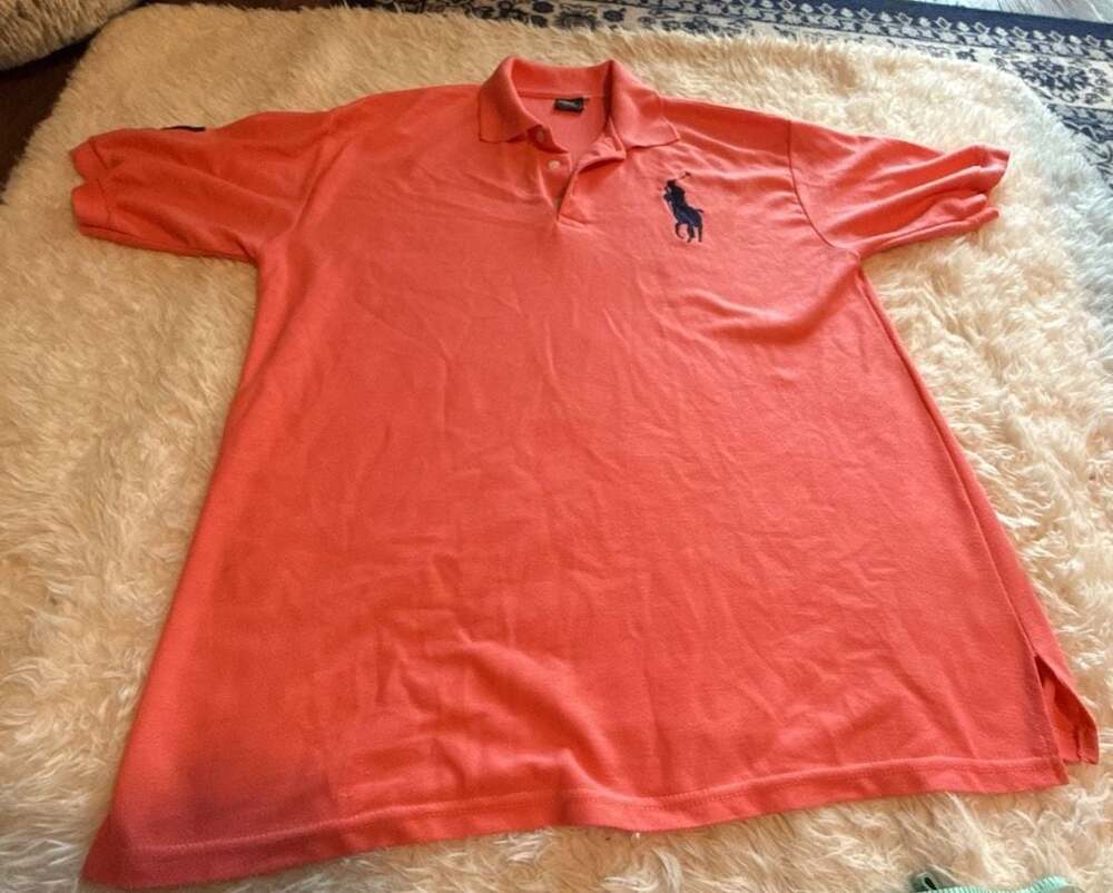 Polo‎ Ralph Lauren Men's Big Pony Mesh Polo Shirt Coral Size XXXL
